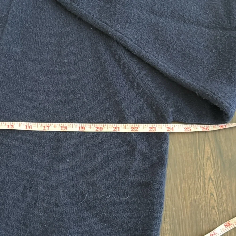LANDS END MENS WOOL V NECK CARDIGAN BLUE LONG SLEEVE SWEATER POCKETS LARGE